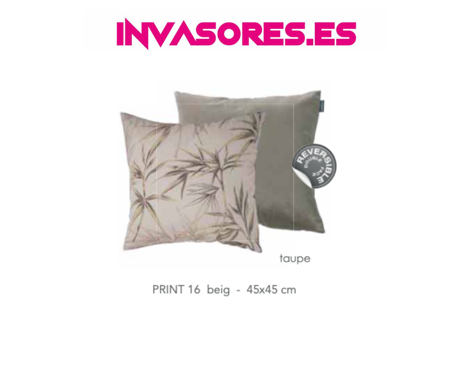 FUNDA DE COJIN REVERSIBLE PRINT 16 TAUPE