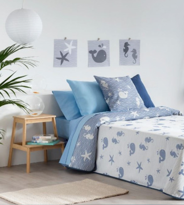Colcha Boutí Infantil Reversible Ocean Azul - Image 2
