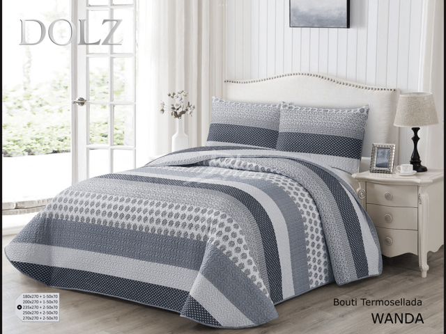 Colcha boutí reversible Wanda azul